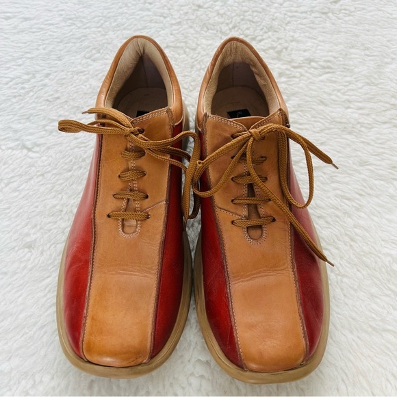 Reaction Kenneth Cole 2 Tone Red/Brown Leather Lace Up Chunky Shoes Size 9.5 M - Picture 4 of 12